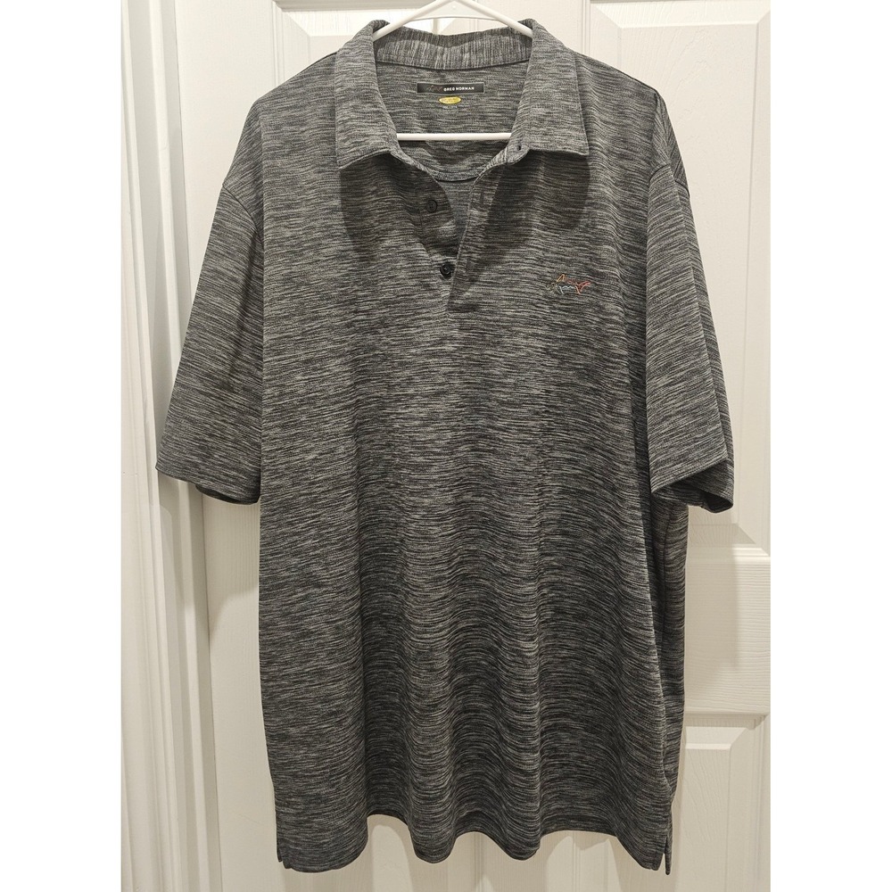 Greg Norman Play Dry Heather Gray Golf Polo Mens 3XL Short Sleeve Shark Logo